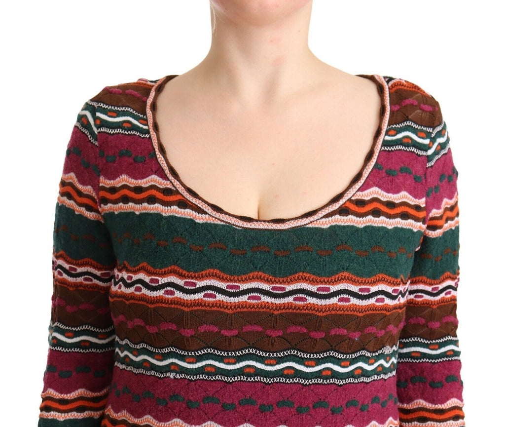 Missoni Multicolor Stripe Wool Knitted Maxi Sheath Dress Missoni