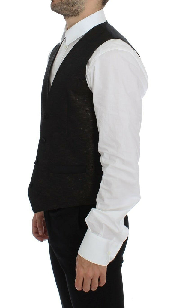 Dolce & Gabbana Black Wool Logo Dress Gilet Vest - Luxe & Glitz