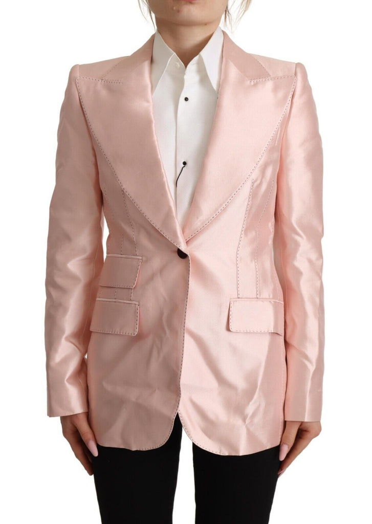 Dolce & Gabbana Pink Satin Long Sleeves Blazer Coat Jacket Dolce & Gabbana