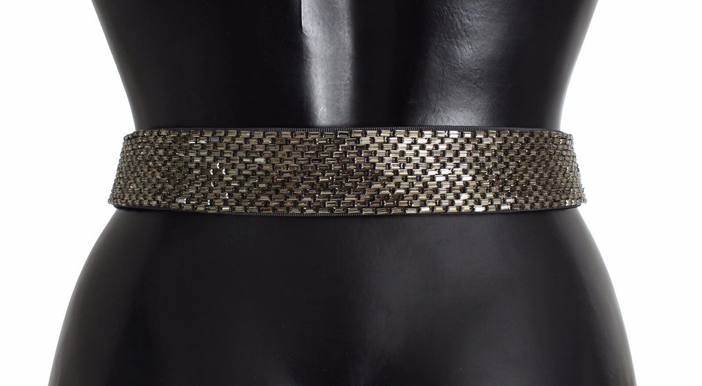 Dolce & Gabbana Multicolor Wide Crystal Buckle Sequined Belt - Luxe & Glitz