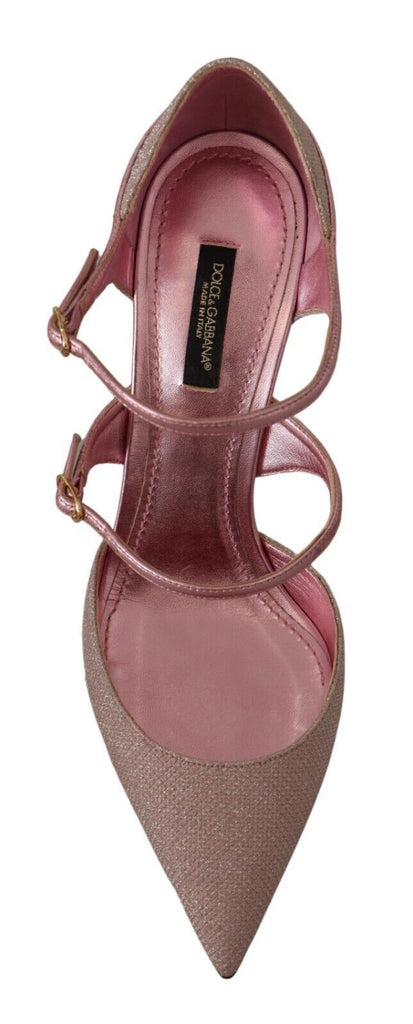 Dolce & Gabbana Pink Glittered Strappy Sandals Mary Jane Shoes Dolce & Gabbana