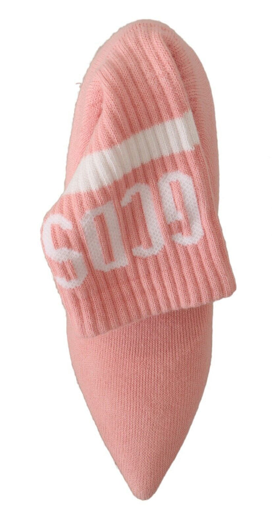 GCDS Pink Suede Logo Socks Block Heel Ankle Boots Shoes GCDS