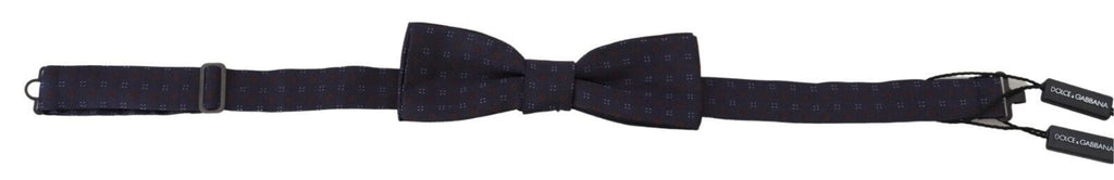 Dolce & Gabbana Blue Pattern Silk Adjustable Neck Papillon Bow Tie - Luxe & Glitz