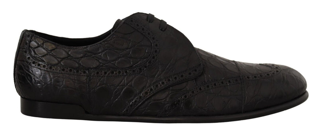 Dolce & Gabbana Black Caiman Leather Mens Derby Shoes Dolce & Gabbana
