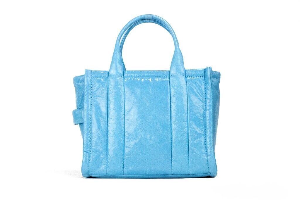 Marc Jacobs The Shiny Crinkle Mini Tote Air Blue Leather Crossbody Handbag Purse Marc Jacobs