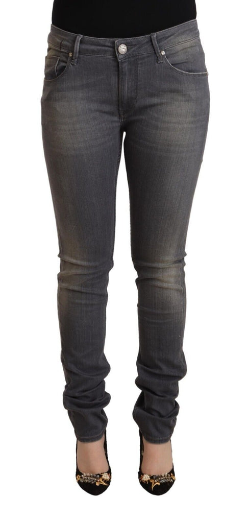 Acht Dark Gray Washed Cotton Denim Skinny Jeans Acht