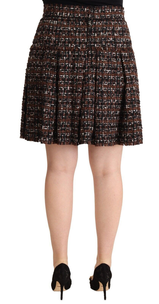 Dolce & Gabbana Brown High Waist Mini A-Line Pleated Skirt Dolce & Gabbana