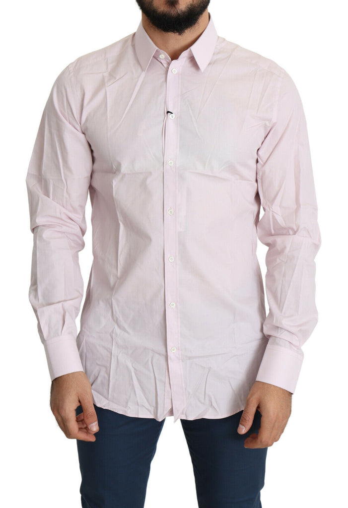 Dolce & Gabbana Light Pink Cotton Formal GOLD Dress Shirt Dolce & Gabbana