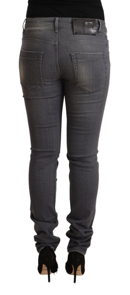 Acht Dark Gray Washed Cotton Denim Skinny Jeans Acht