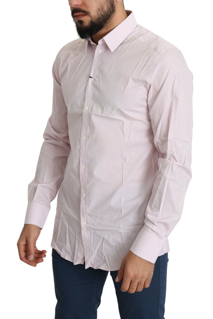 Dolce & Gabbana Light Pink Cotton Formal GOLD Dress Shirt Dolce & Gabbana