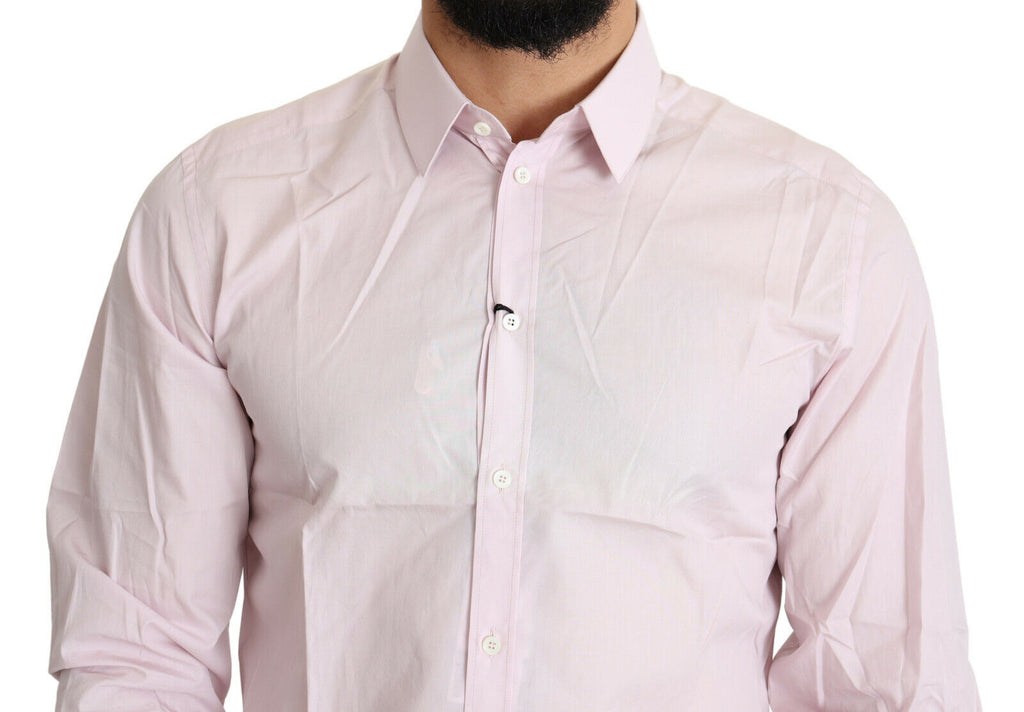 Dolce & Gabbana Light Pink Cotton Formal GOLD Dress Shirt Dolce & Gabbana