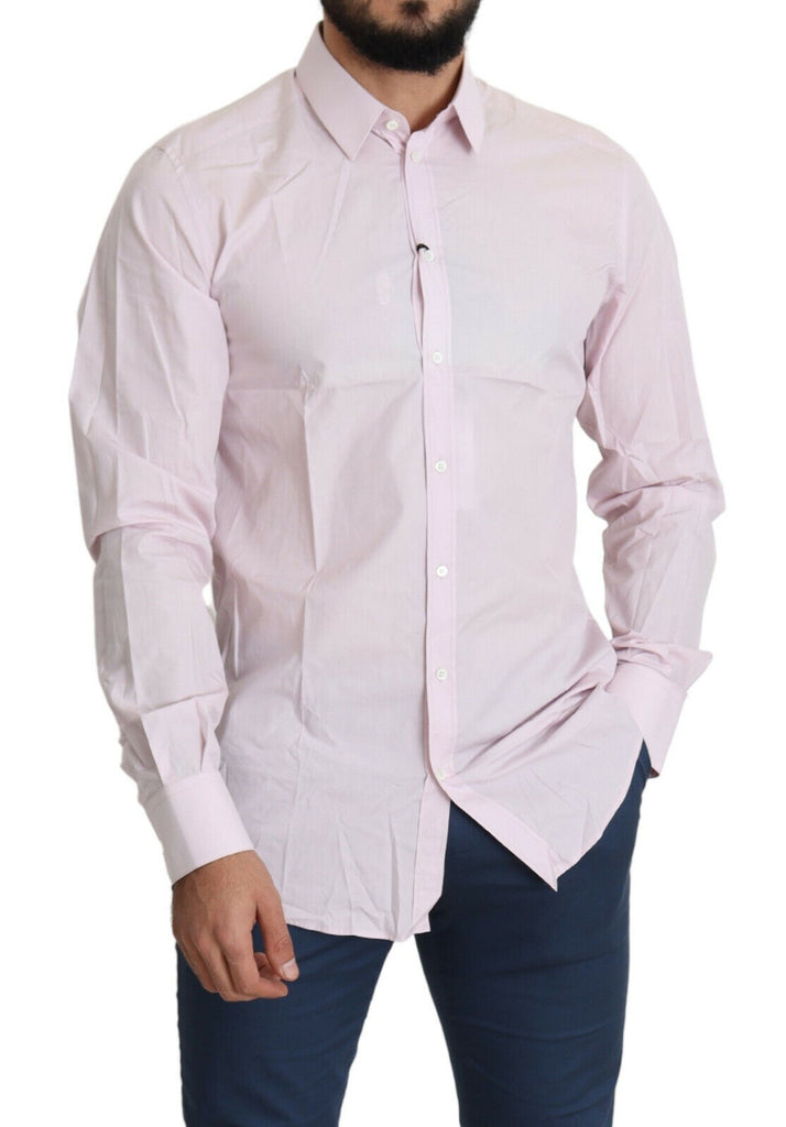 Dolce & Gabbana Light Pink Cotton Formal GOLD Dress Shirt Dolce & Gabbana