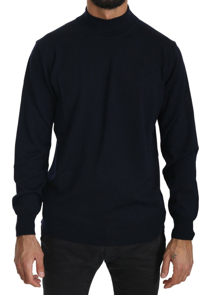 MILA SCHÖN Dark Blue Crewneck Pullover 100% Wool Sweater - Luxe & Glitz
