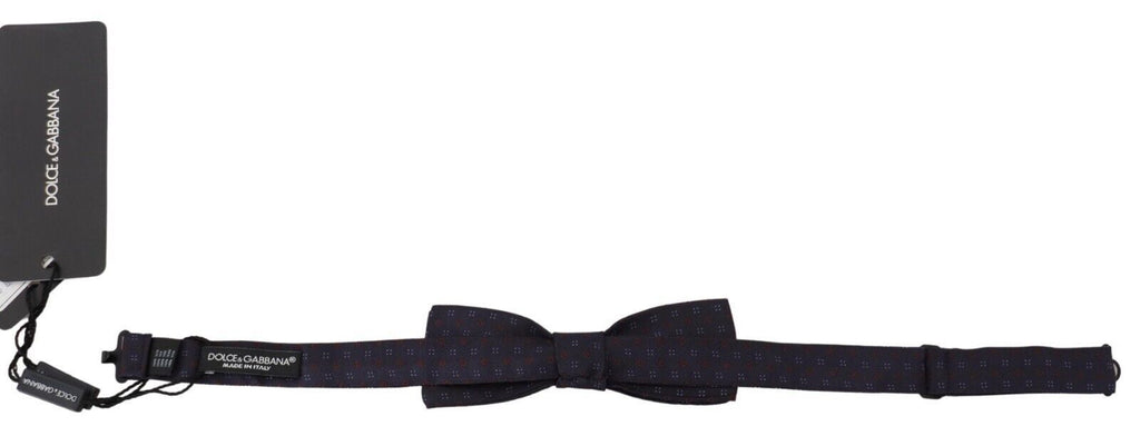 Dolce & Gabbana Blue Pattern Silk Adjustable Neck Papillon Bow Tie - Luxe & Glitz