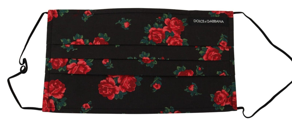 Dolce & Gabbana Black Floral Pleated Elastic Ear Strap One Size Face Mask - Luxe & Glitz