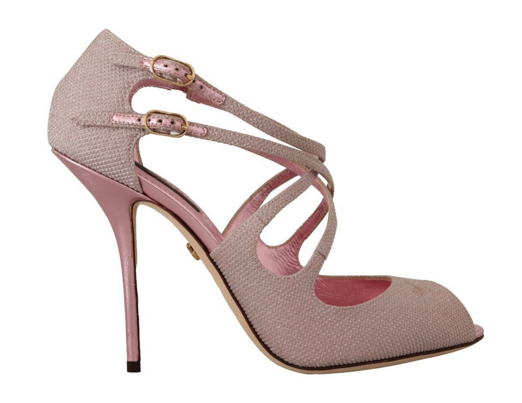 Dolce & Gabbana Pink Glittered Strappy Heels Sandals Shoes Dolce & Gabbana