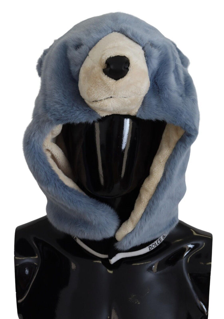 Dolce & Gabbana Blue Bear Fur Whole Head Cap One Size Polyester Hat - Luxe & Glitz