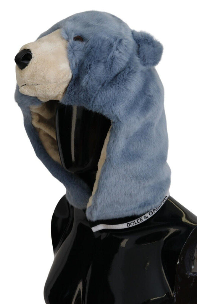 Dolce & Gabbana Blue Bear Fur Whole Head Cap One Size Polyester Hat - Luxe & Glitz