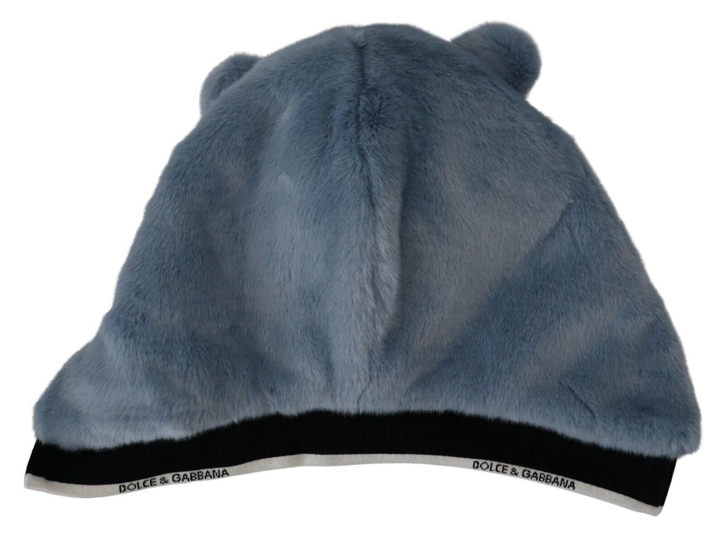 Dolce & Gabbana Blue Bear Fur Whole Head Cap One Size Polyester Hat - Luxe & Glitz