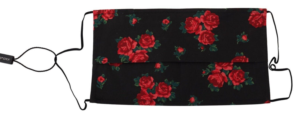 Dolce & Gabbana Black Floral Pleated Elastic Ear Strap One Size Face Mask - Luxe & Glitz