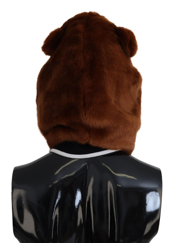 Dolce & Gabbana Brown Bear Fur Whole Head Cap One Size Polyester Hat - Luxe & Glitz