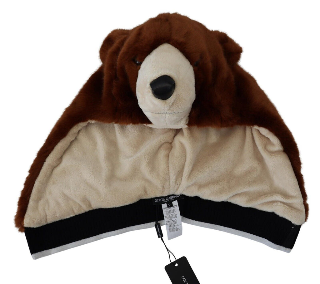 Dolce & Gabbana Brown Bear Fur Whole Head Cap One Size Polyester Hat - Luxe & Glitz