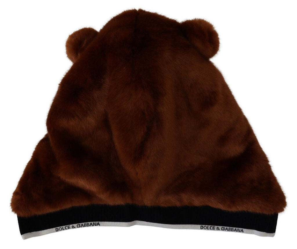 Dolce & Gabbana Brown Bear Fur Whole Head Cap One Size Polyester Hat - Luxe & Glitz