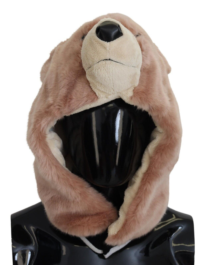 Dolce & Gabbana Beige Bear Fur Whole Head Cap One Size Polyester Hat - Luxe & Glitz