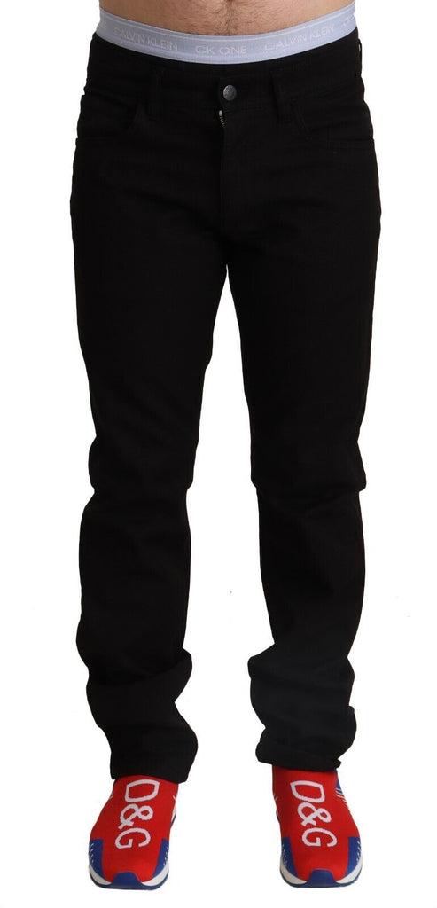 Dolce & Gabbana Black Cotton Straight Men Jeans STAFF Pants Dolce & Gabbana