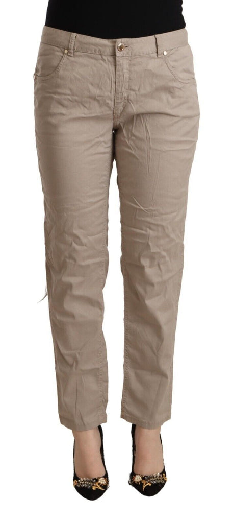 Acht Beige Tencel Mid Waist Tapered Casual Pants Acht