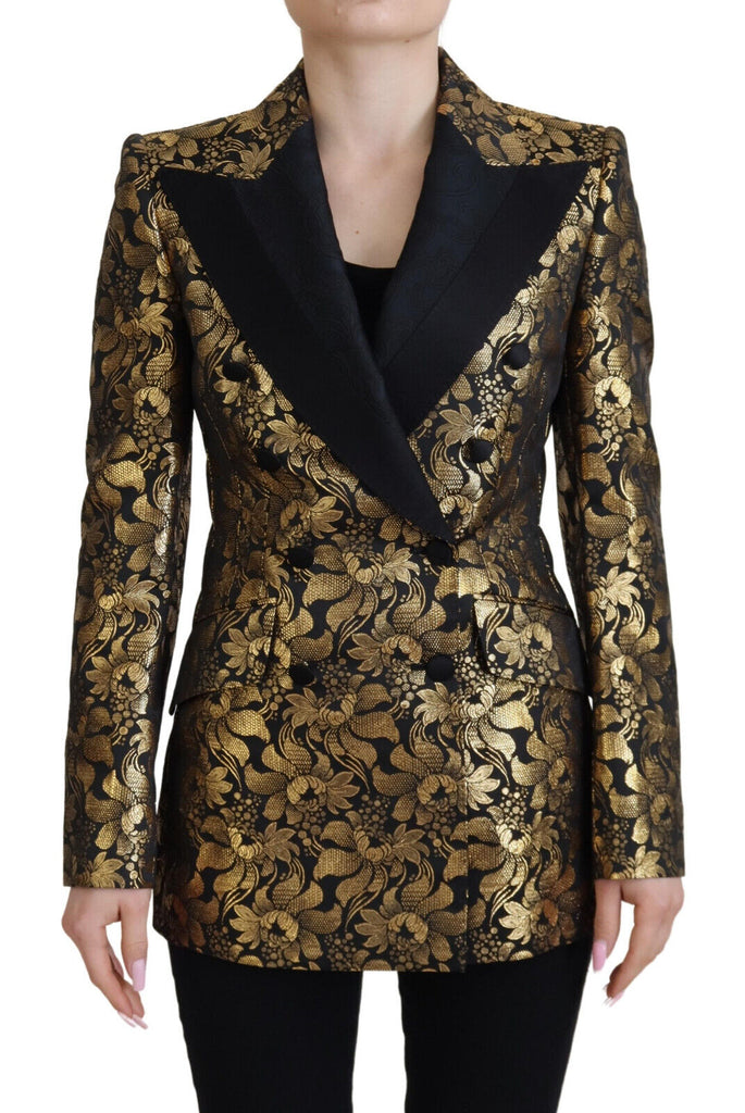 Dolce & Gabbana Black Gold Jacquard Coat Blazer Jacket Dolce & Gabbana