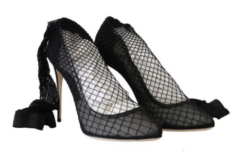 Dolce & Gabbana Black Netted Sock Heels Pumps Shoes Dolce & Gabbana