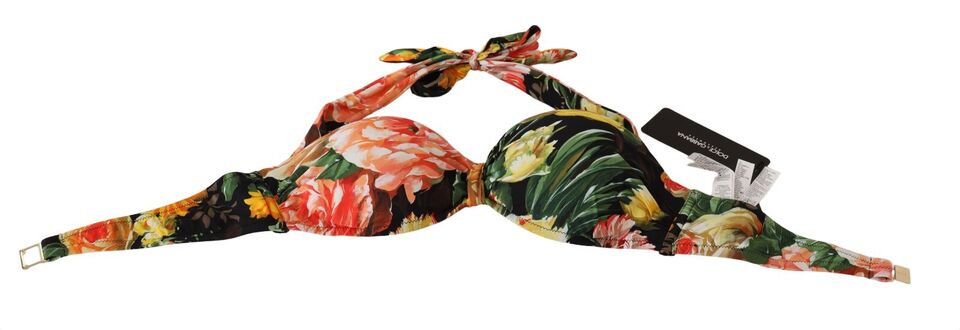 Dolce & Gabbana Multicolor Floral Print Swimsuit Bikini Top Swimwear Dolce & Gabbana