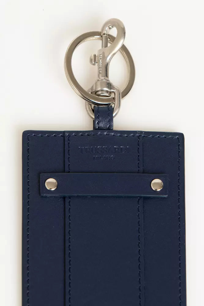 Trussardi Blue Leather Keychain - Luxe & Glitz