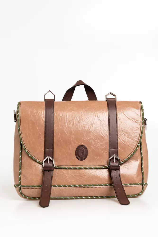 Trussardi Beige Leather Briefcase - Luxe & Glitz