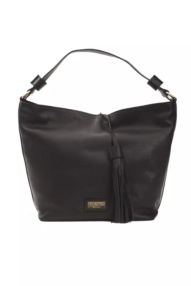 Pompei Donatella Black Leather Shoulder Bag Pompei Donatella