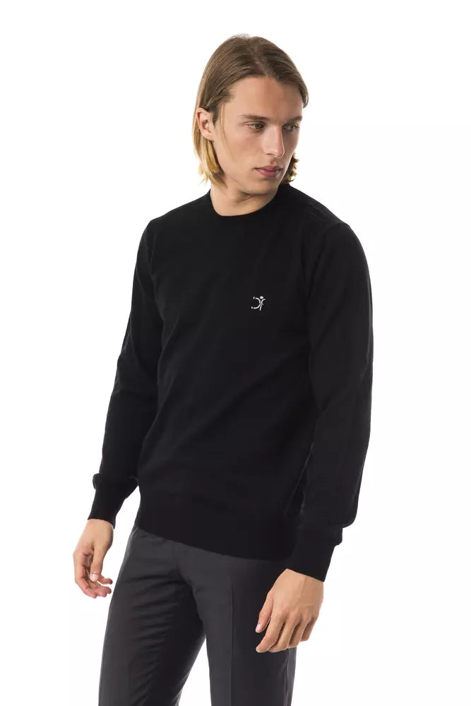 Uominitaliani Black Merino Wool Sweater - Luxe & Glitz