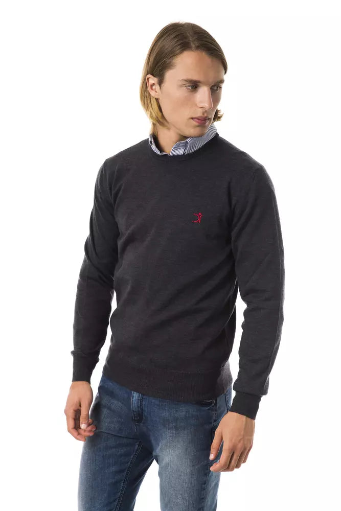 Uominitaliani Gray Merino Wool Sweater - Luxe & Glitz