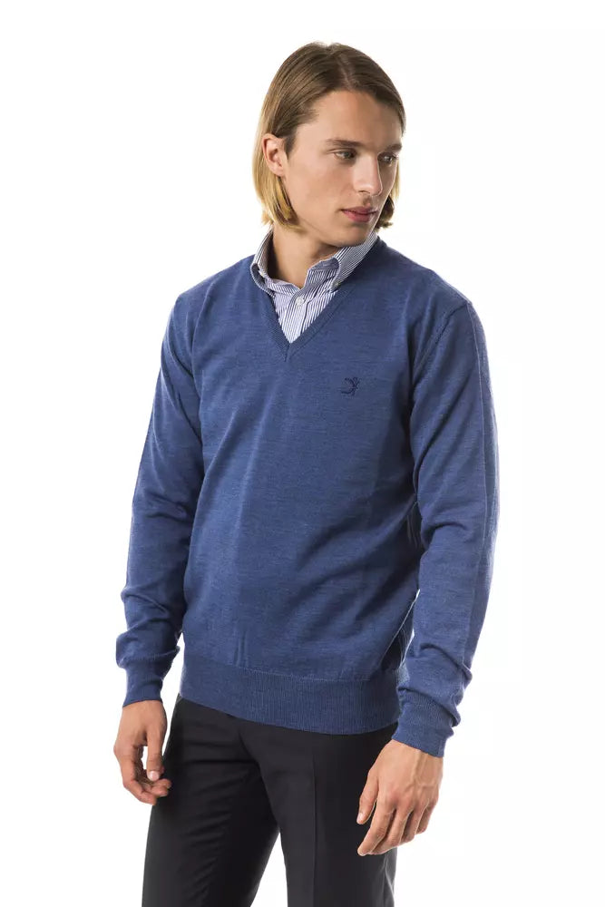 Uominitaliani Blue Merino Wool Sweater - Luxe & Glitz