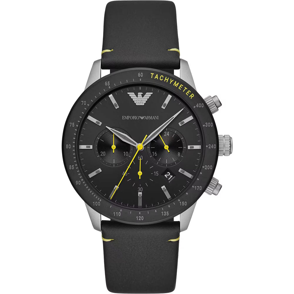 Emporio Armani Black Leather Chronograph Watch Emporio Armani