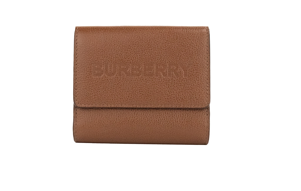 Burberry Luna Tan Grained Leather Small Coin Pouch Snap Wallet Burberry